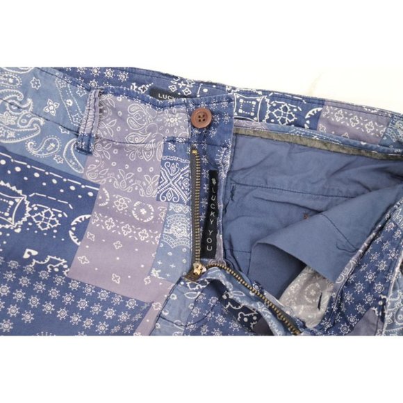 LUCKY BRAND Shorts Mens 34 W36 Bandana Flat Front 7" Lightweight chino pockets - Picture 9 of 13